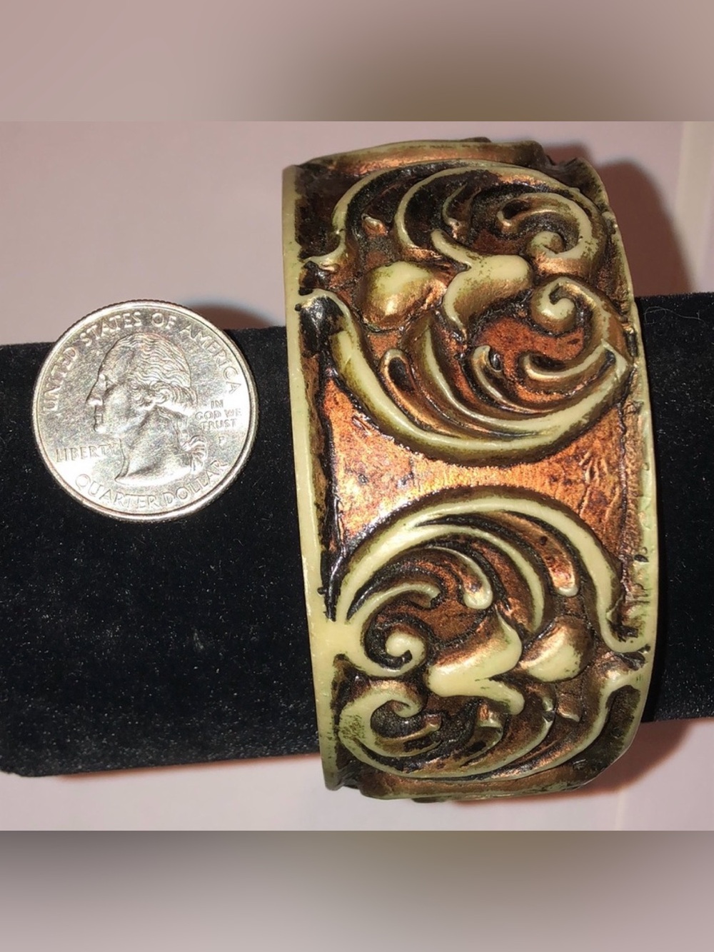 BANGLE BRACELET | Vintage Boho Aged Bronze Chunky Style | Neutral Tones | Unisex - Picture 6 of 12